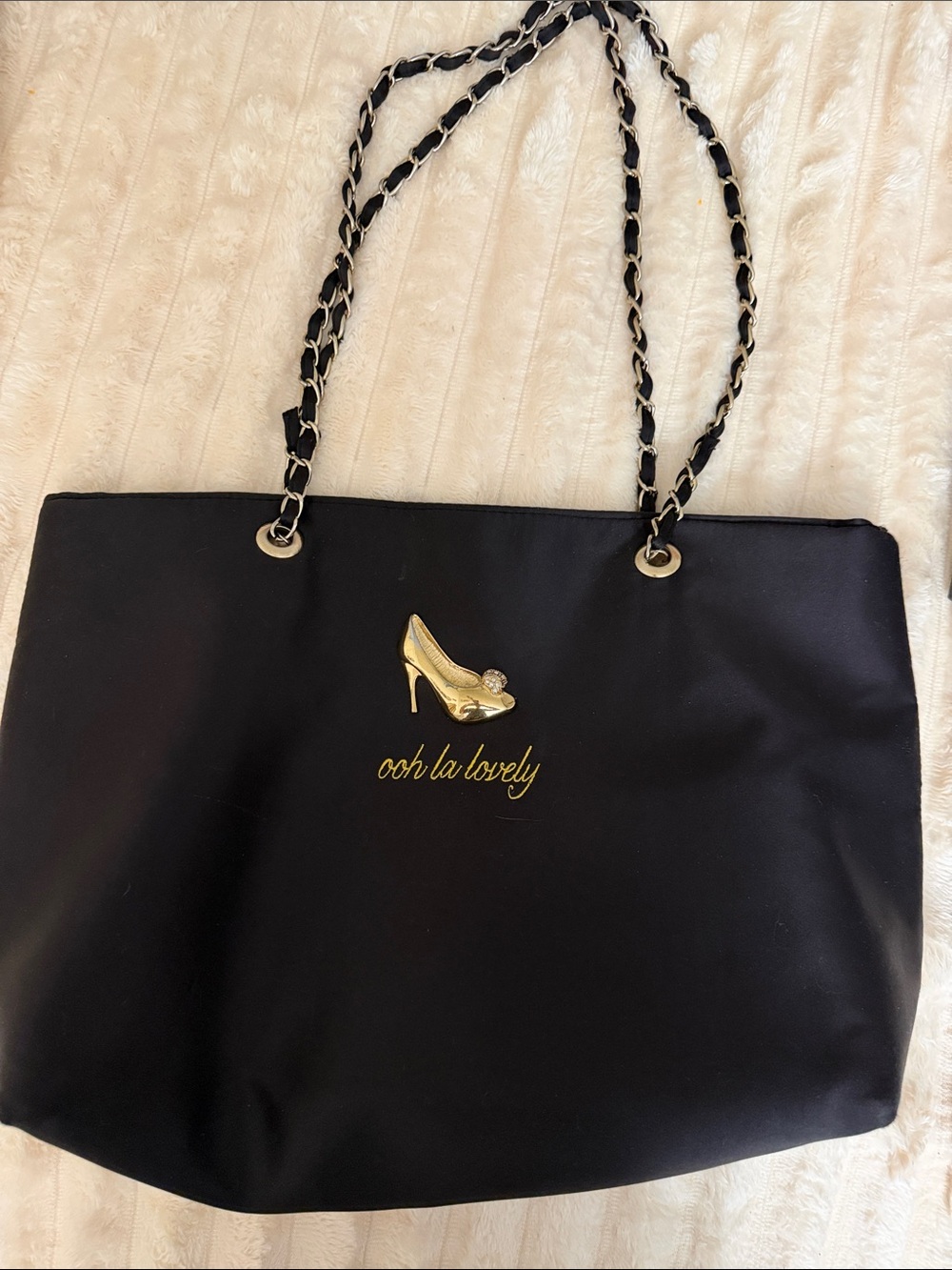 DSW Ooh La Lovely Black Tote Bag with Gold Accent